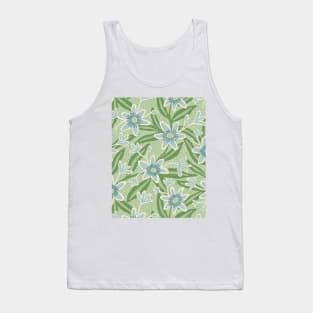 Abstract passiflora flowers in green Tank Top